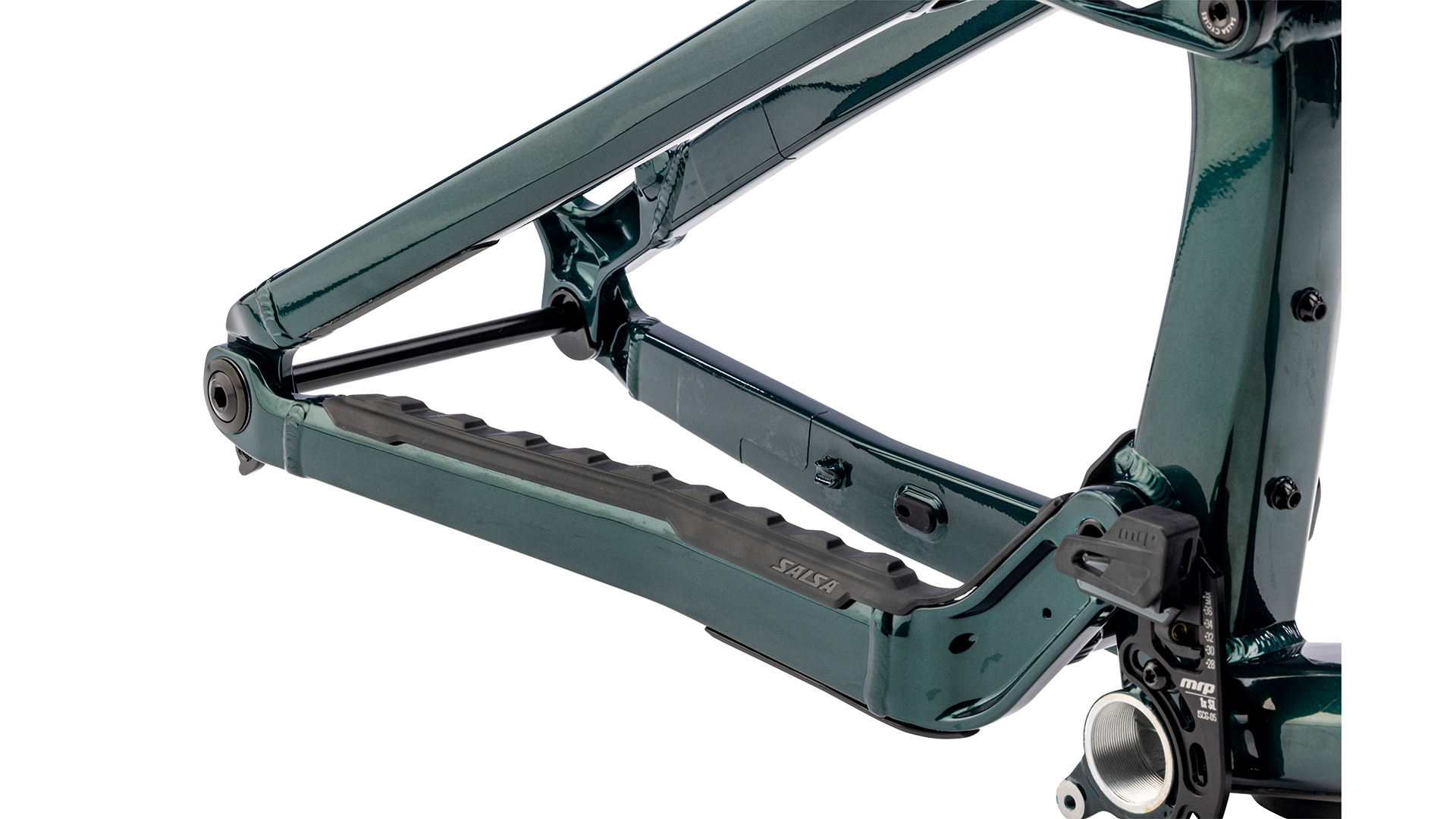Salsa Blackthorn 145 Aluminum MTB Frame - Black Spruce - Rear axle view