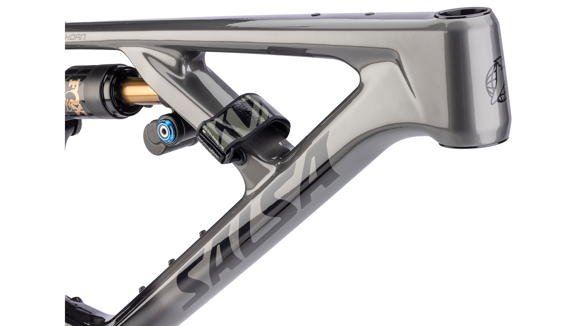 Salsa Blackthorn C 145 MTB Frameset - Black/Graphite Gray - Head tube closeup view