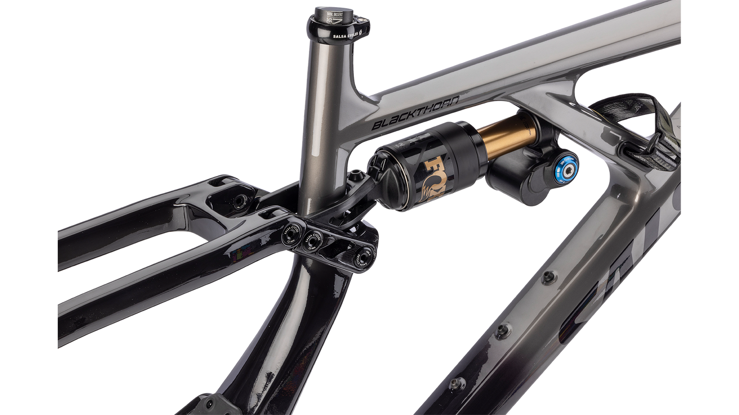 Salsa Blackthorn C 145 MTB Frameset - Black/Graphite Gray - Rear shock closeup view
