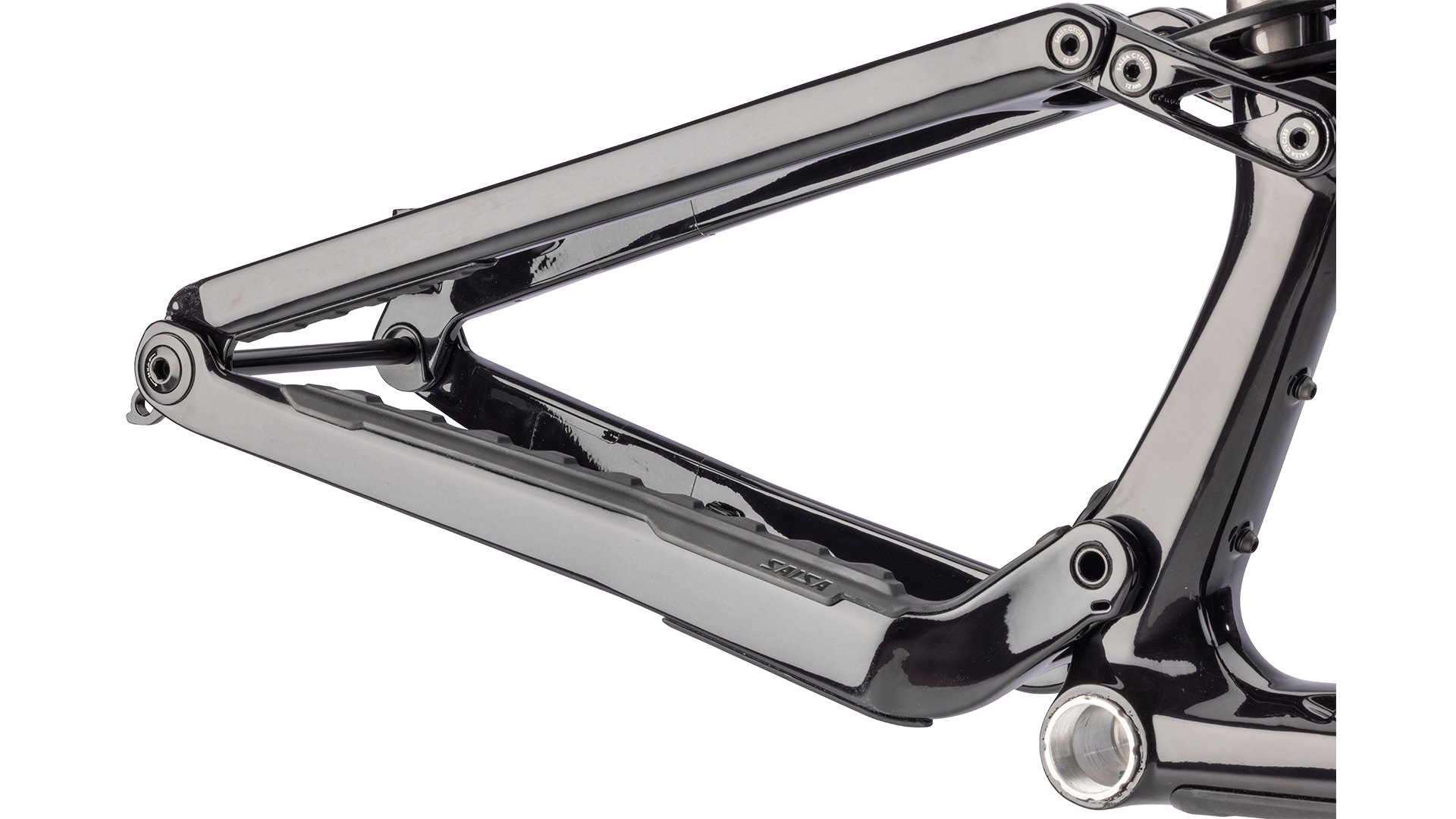 Salsa Blackthorn C 145 MTB Frameset - Black/Graphite Gray - Rear triangle closeup view