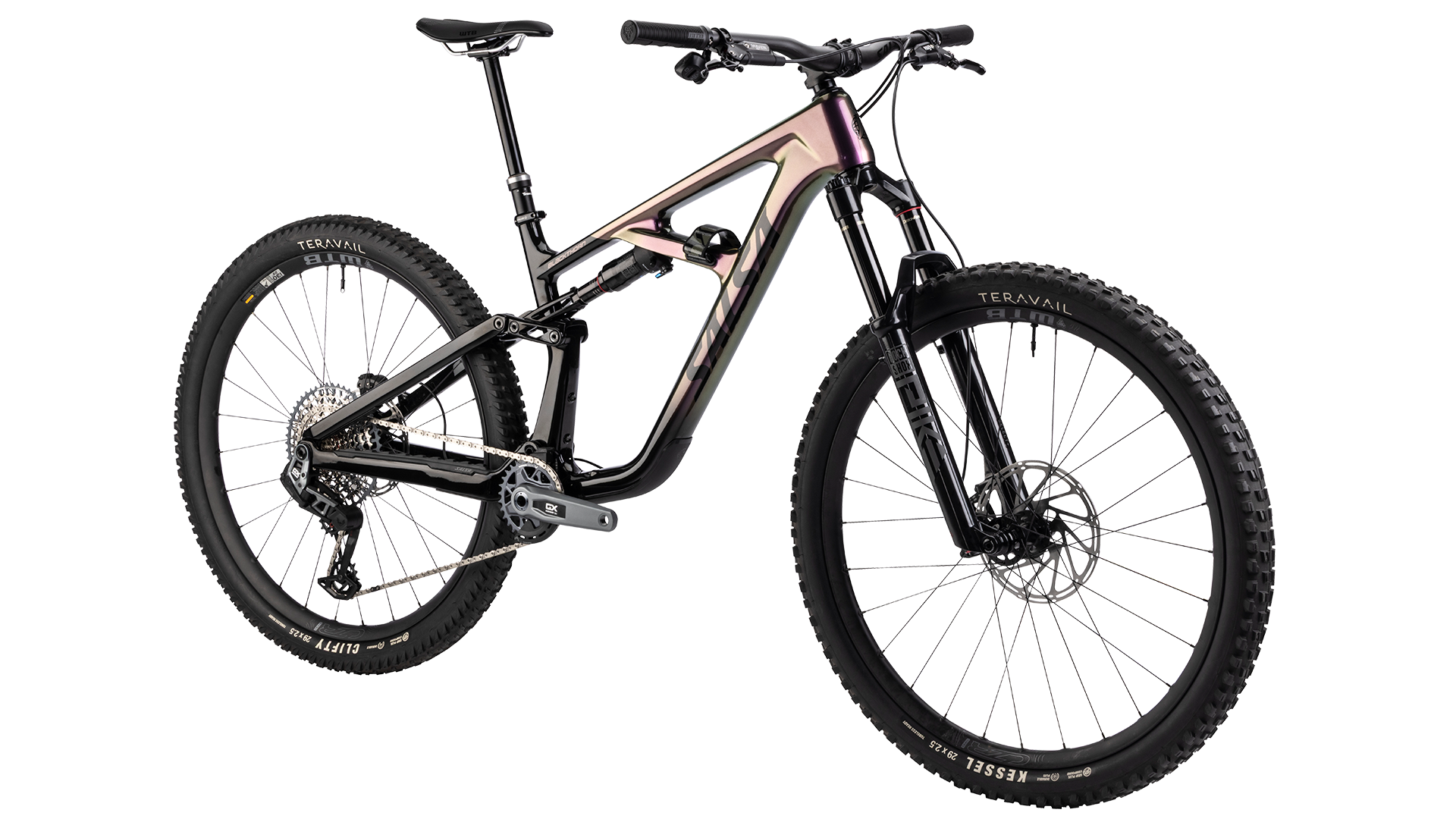 Salsa Blackthorn Carbon 125 MTB - Pearl Orchid - Front three quarter view