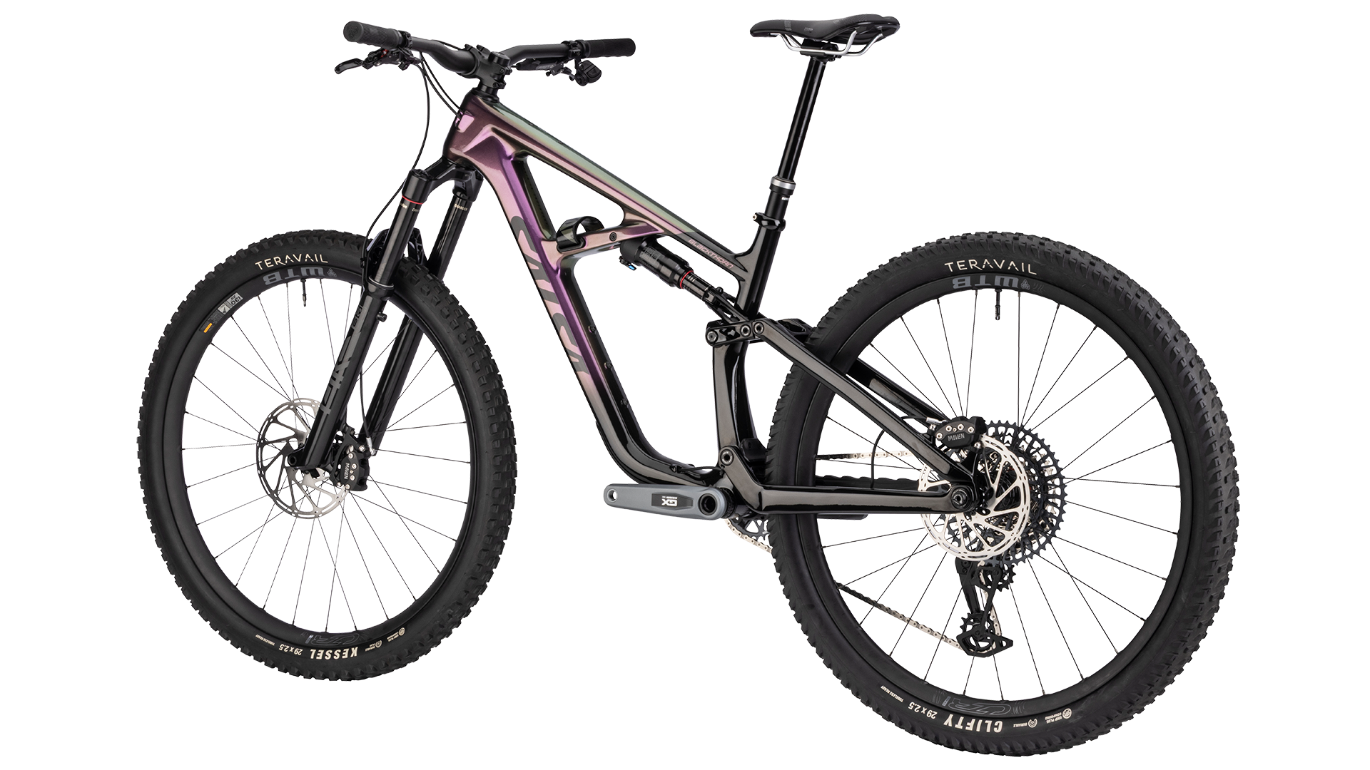 Salsa Blackthorn Carbon 125 MTB - Pearl Orchid - Rear three quarter view