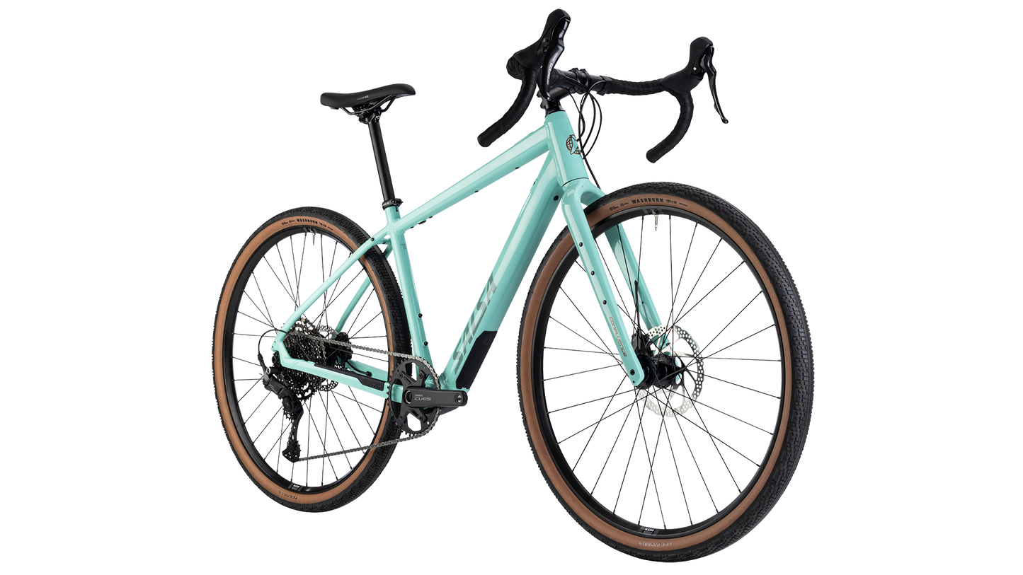 Salsa Confluence CUES 11 Ebike - Spearmint Green - Front three quarter view