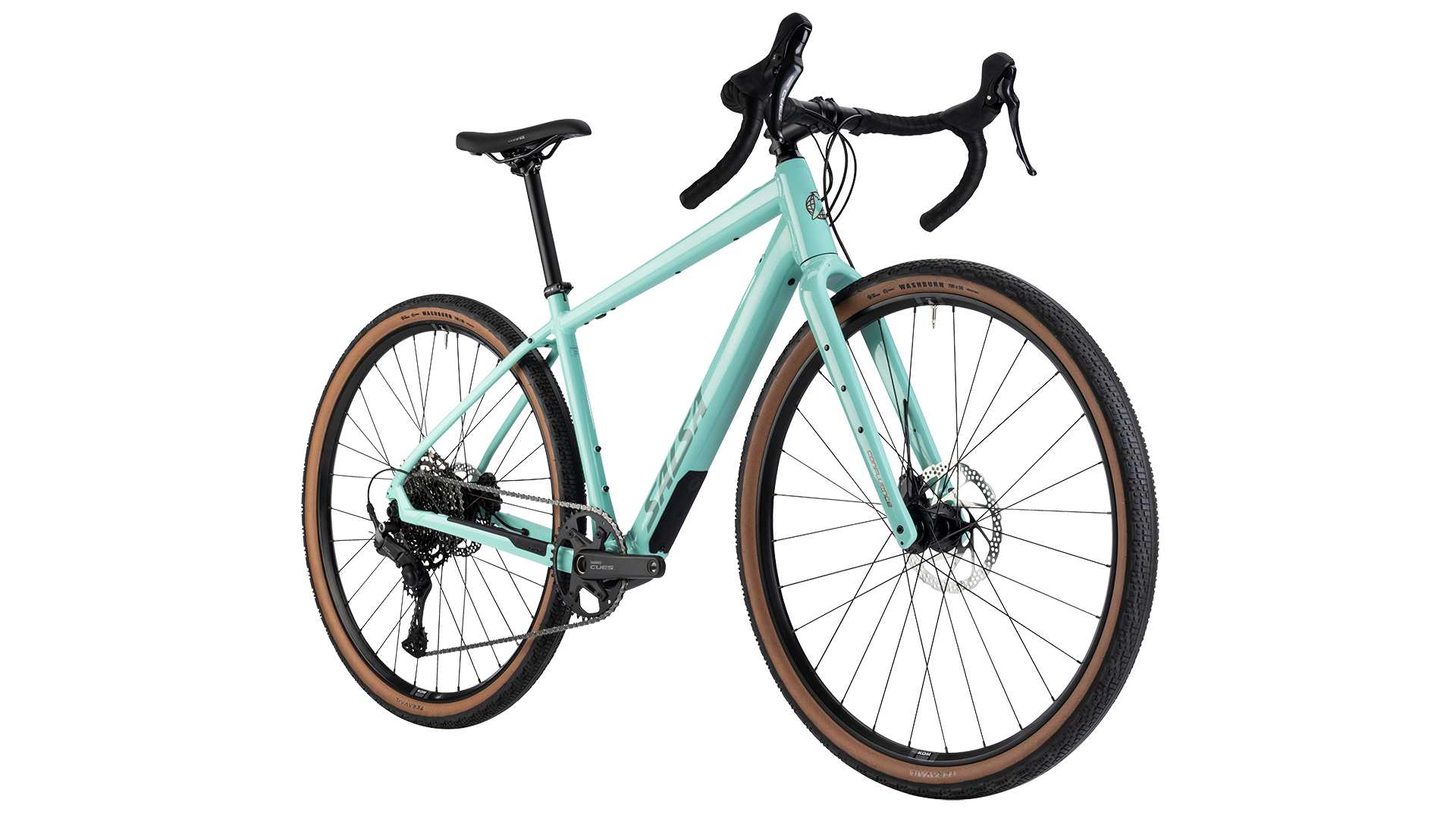 Salsa Confluence CUES 11 Ebike - Spearmint Green - Front three quarter view