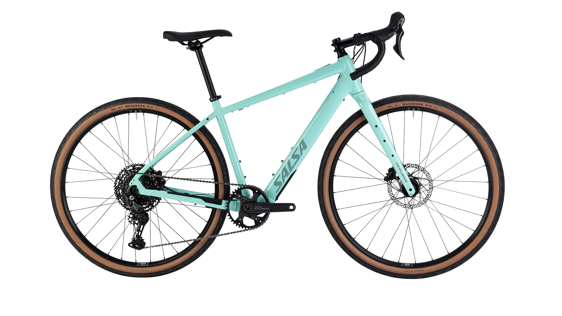 Salsa Confluence CUES 11 Ebike - Spearmint Green - Side profile view