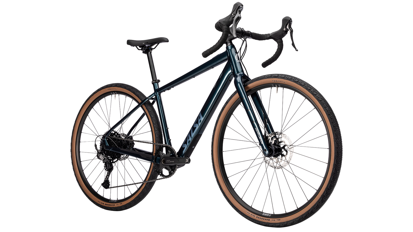Salsa Confluence Cues 10 Dropbar Ebike - Midnight Blue - Front three quarter view
