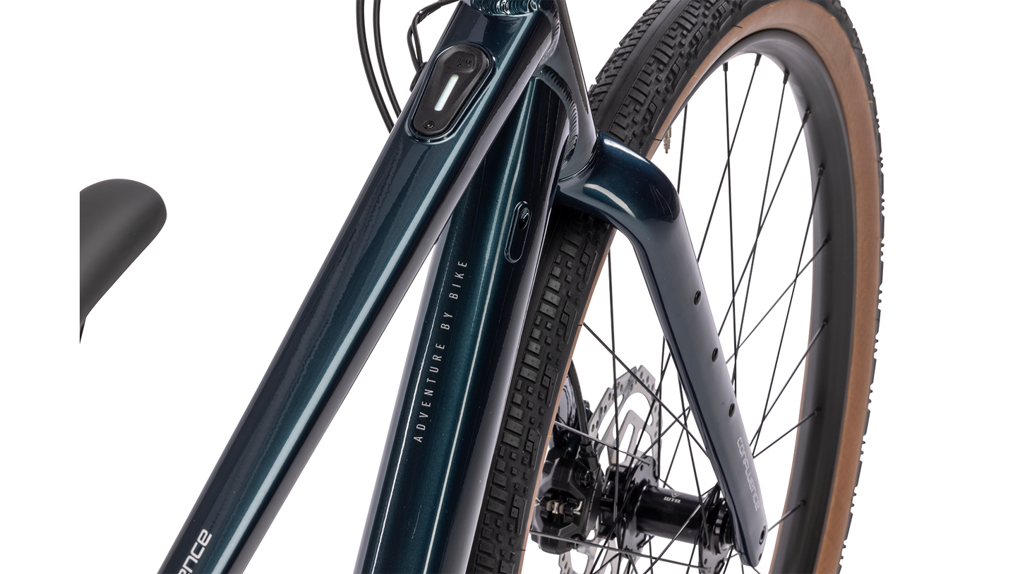 Salsa Confluence Cues 10 Dropbar Ebike - Midnight Blue - Power button detail view