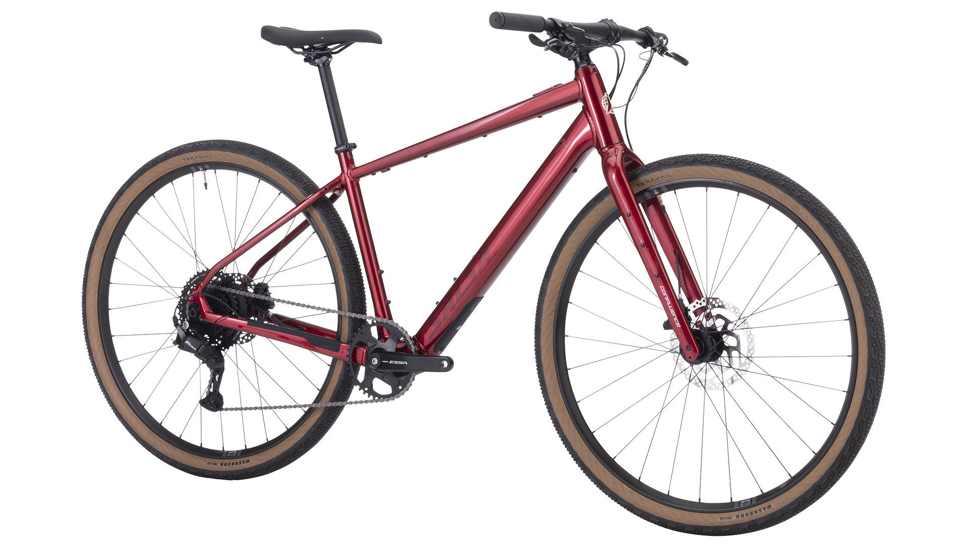 Salsa Confluence Flat Bar Essa 8 Ebike - Canyon Red - Front three quarter view