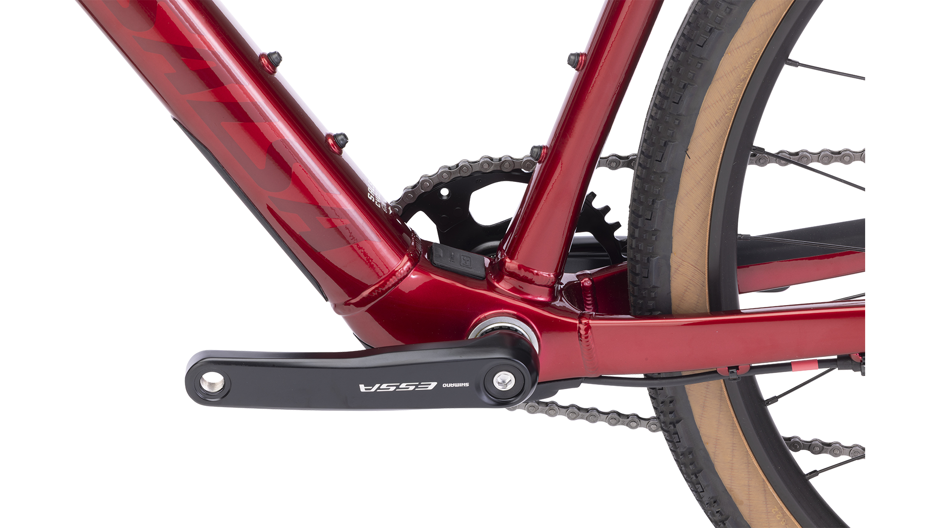 Salsa Confluence Flat Bar Essa 8 Ebike - Canyon Red - Frame Detail View with Charging Port