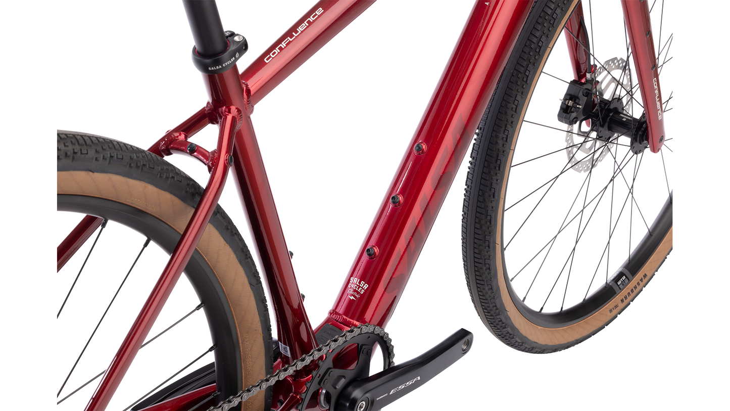 Salsa Confluence Flat Bar Essa 8 Ebike - Canyon Red - Inner Frame Detail View