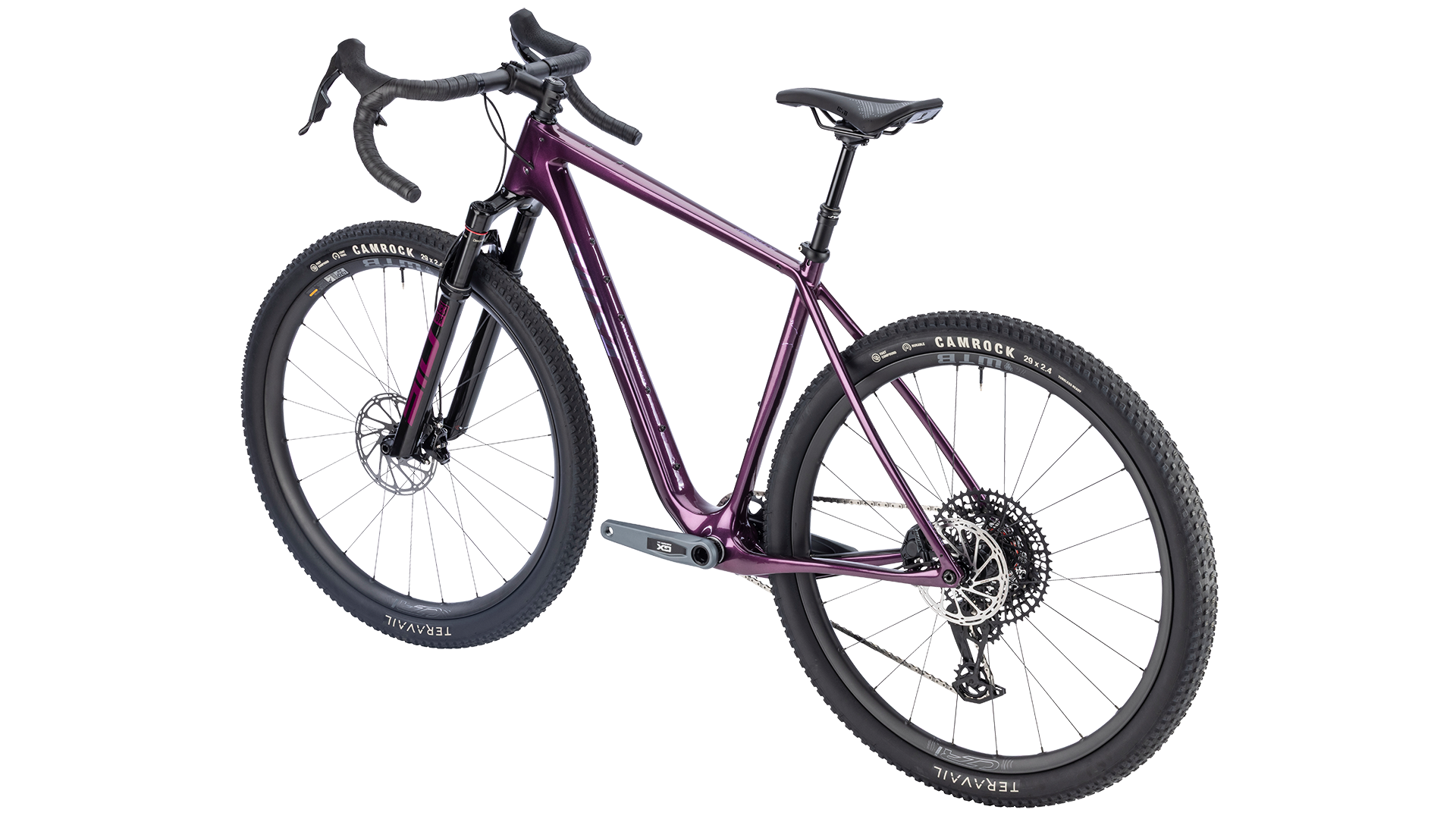 Salsa Cutthroat Rival GX AXS Suspension Gravel Bike - Deep Orchid - Rear three quarter view