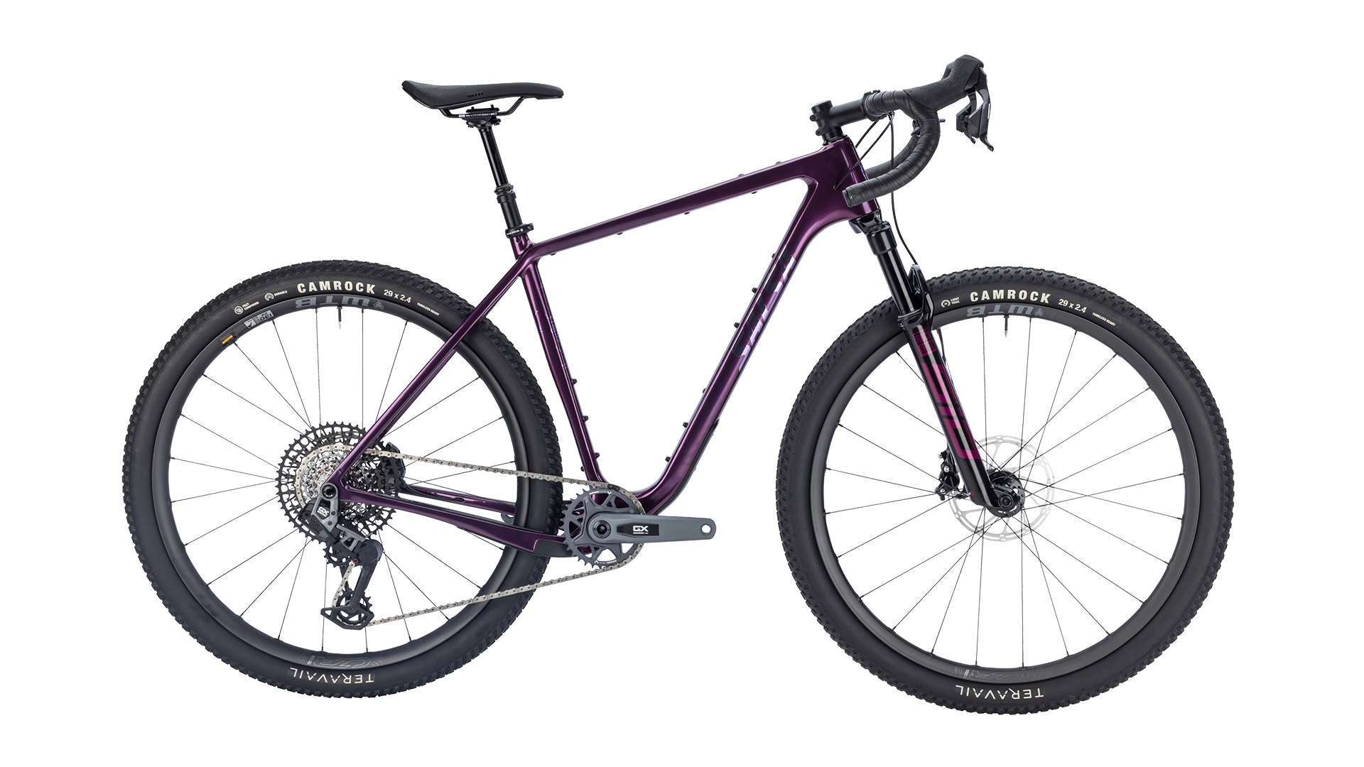Salsa Cutthroat Rival GX AXS Suspension Gravel Bike - Deep Orchid - Side Profile View