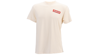 A cream-colored short-sleeve t-shirt with a red rectangular chest logo containing the brand name 'SALSA'. 