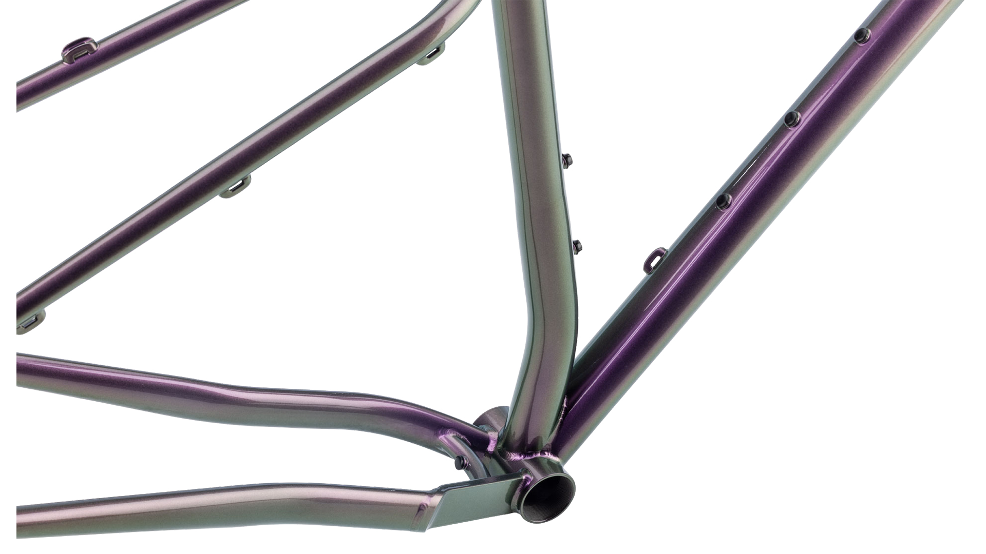 Salsa Fargo 32 Steel Framset - Pearl Orchid - Bottom bracket closeup view
