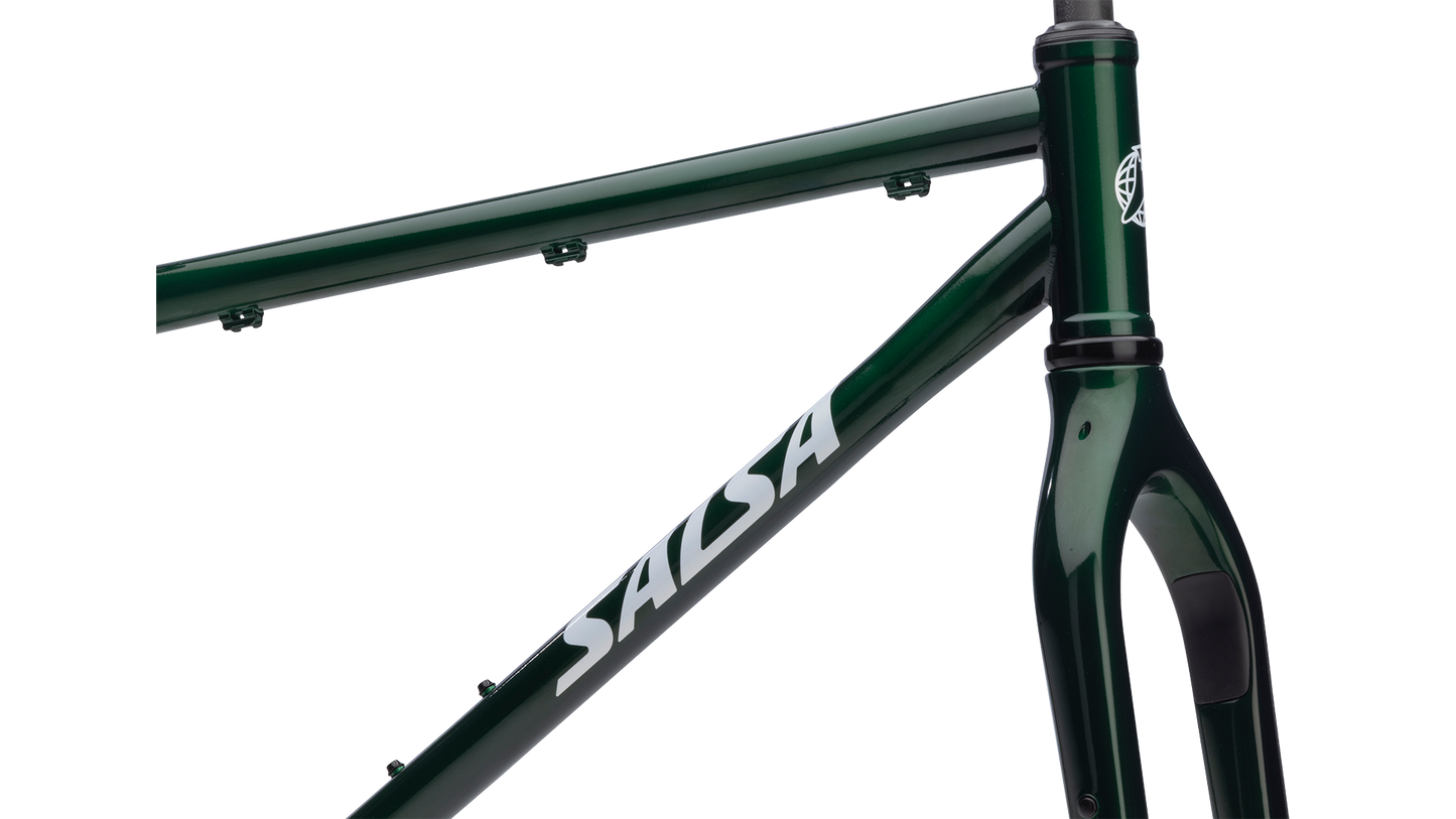 Salsa Fargo Gravel Bike Frameset - Peat Moss - Front steerer tube closeup