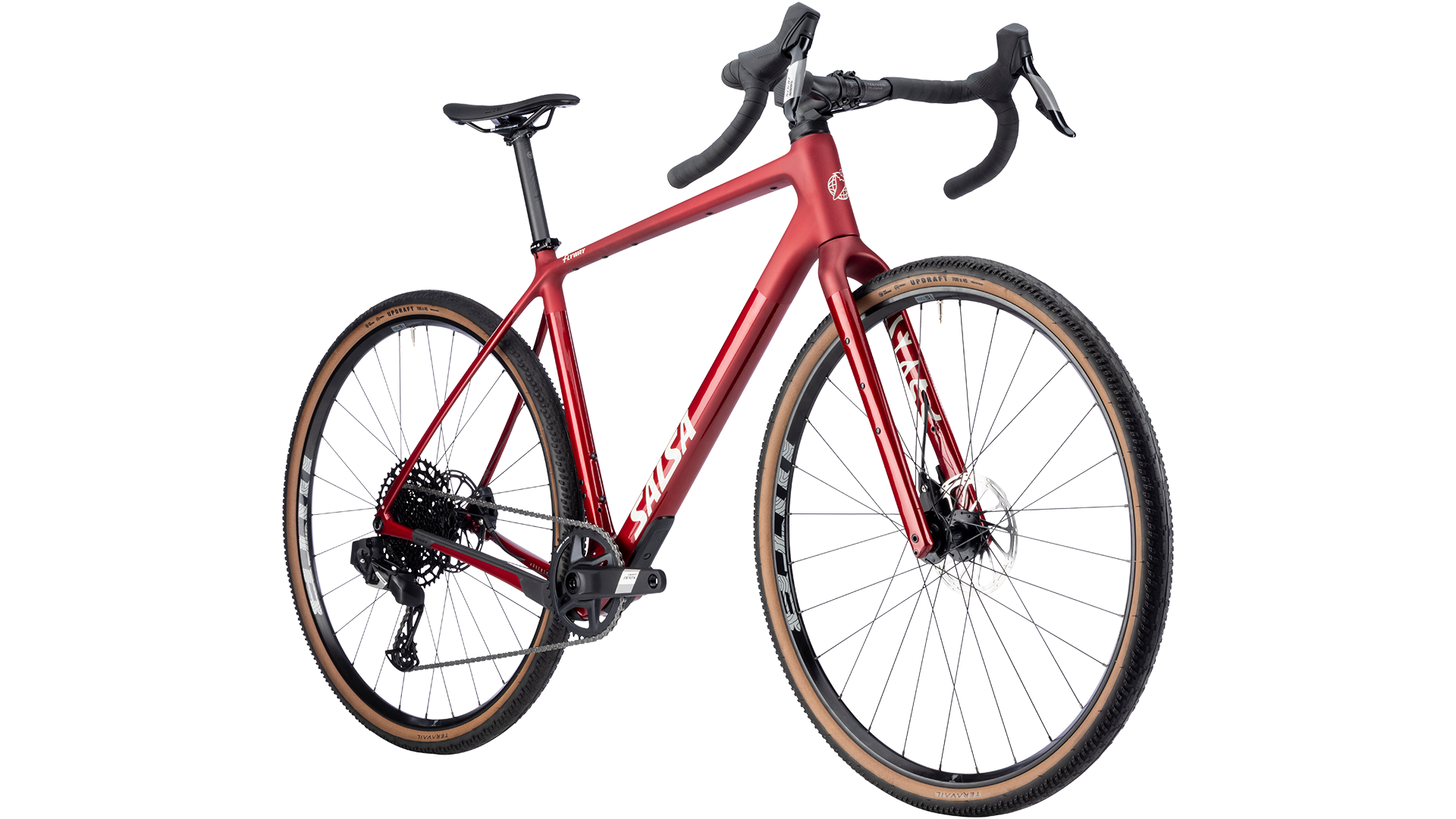 Salsa Flyway Apex Eagle AXS gravel bike - Canyon Red - front three quarter view