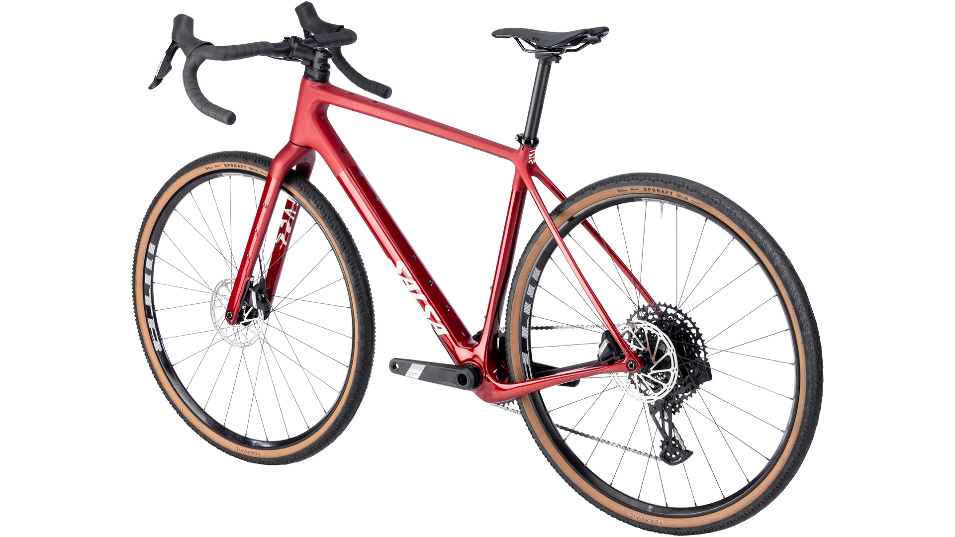 Salsa Flyway Apex Eagle AXS gravel bike - Canyon Red - rear three quarter view