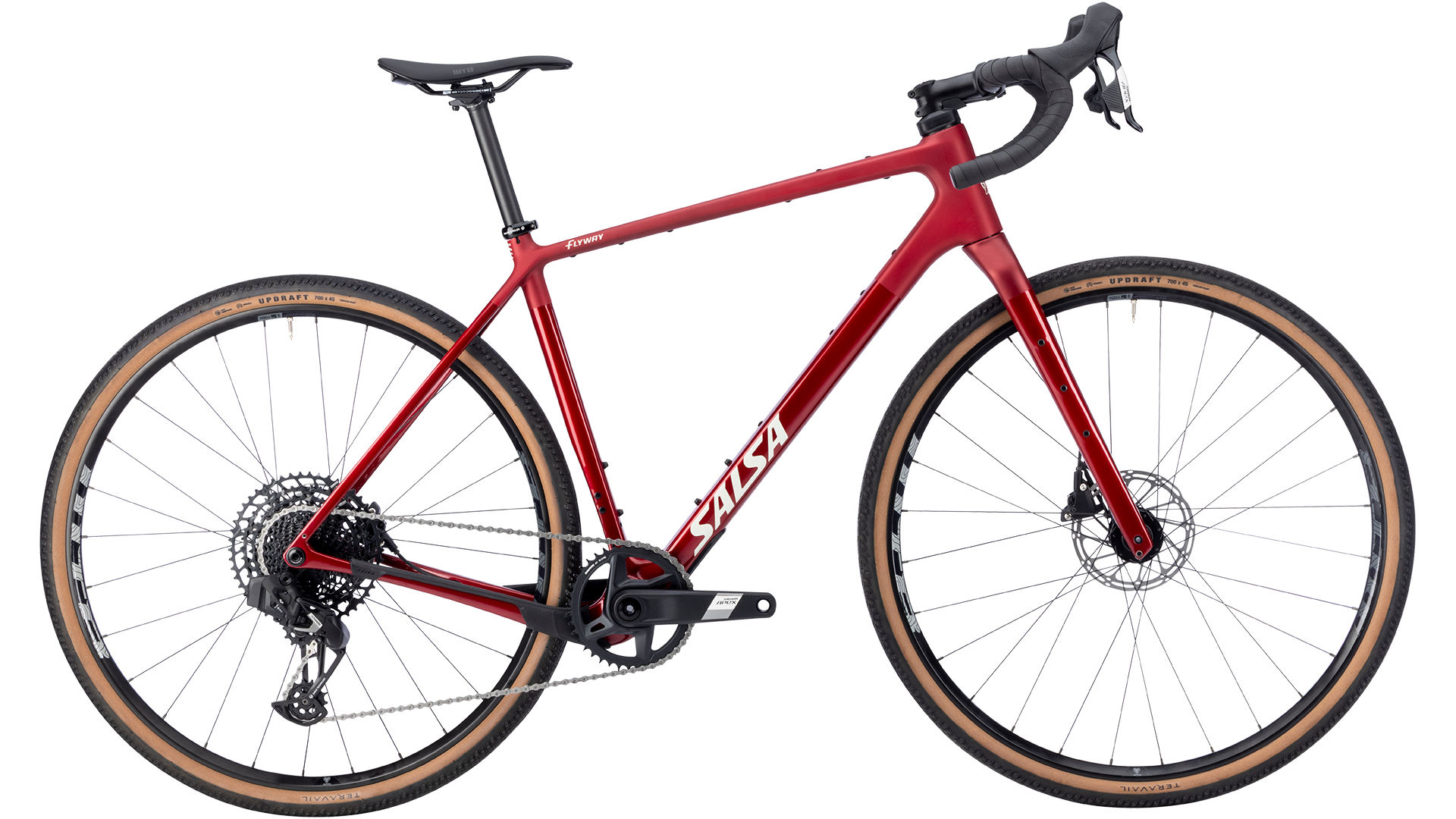 Salsa Flyway Apex Eagle AXS gravel bike - Canyon Red - side profile view