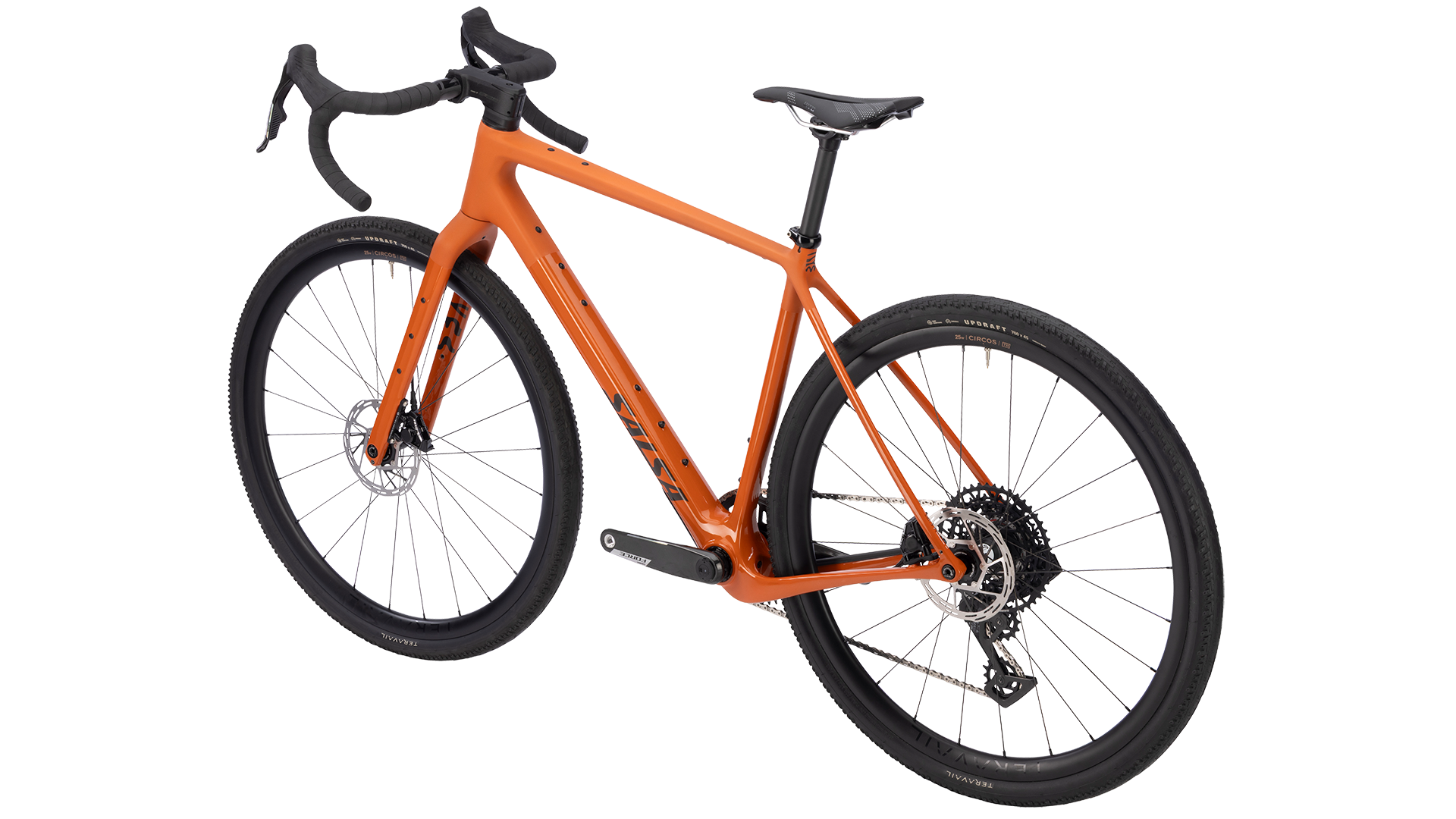 Salsa Flyway Force XPLR AXS gravel bike - Amber - rear three quarter view