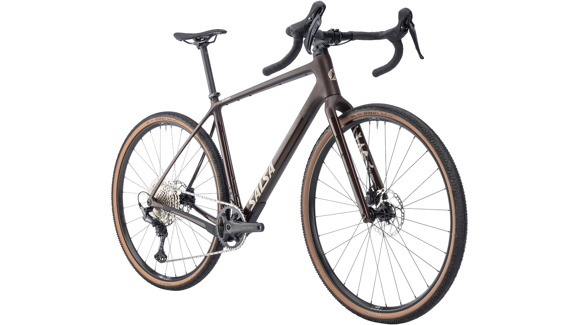 Salsa Flyway GRX 610 gravel bike - Dark Umber - front three quarter view