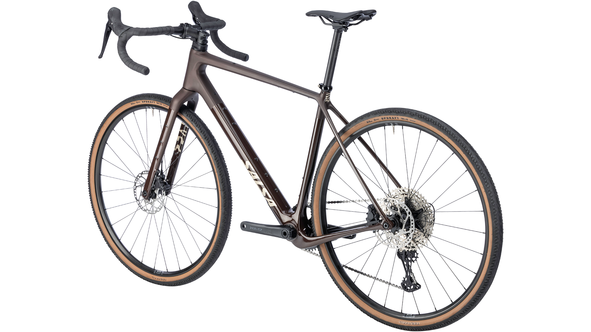 Salsa Flyway GRX 610 gravel bike - Dark Umber - rear three quarter view