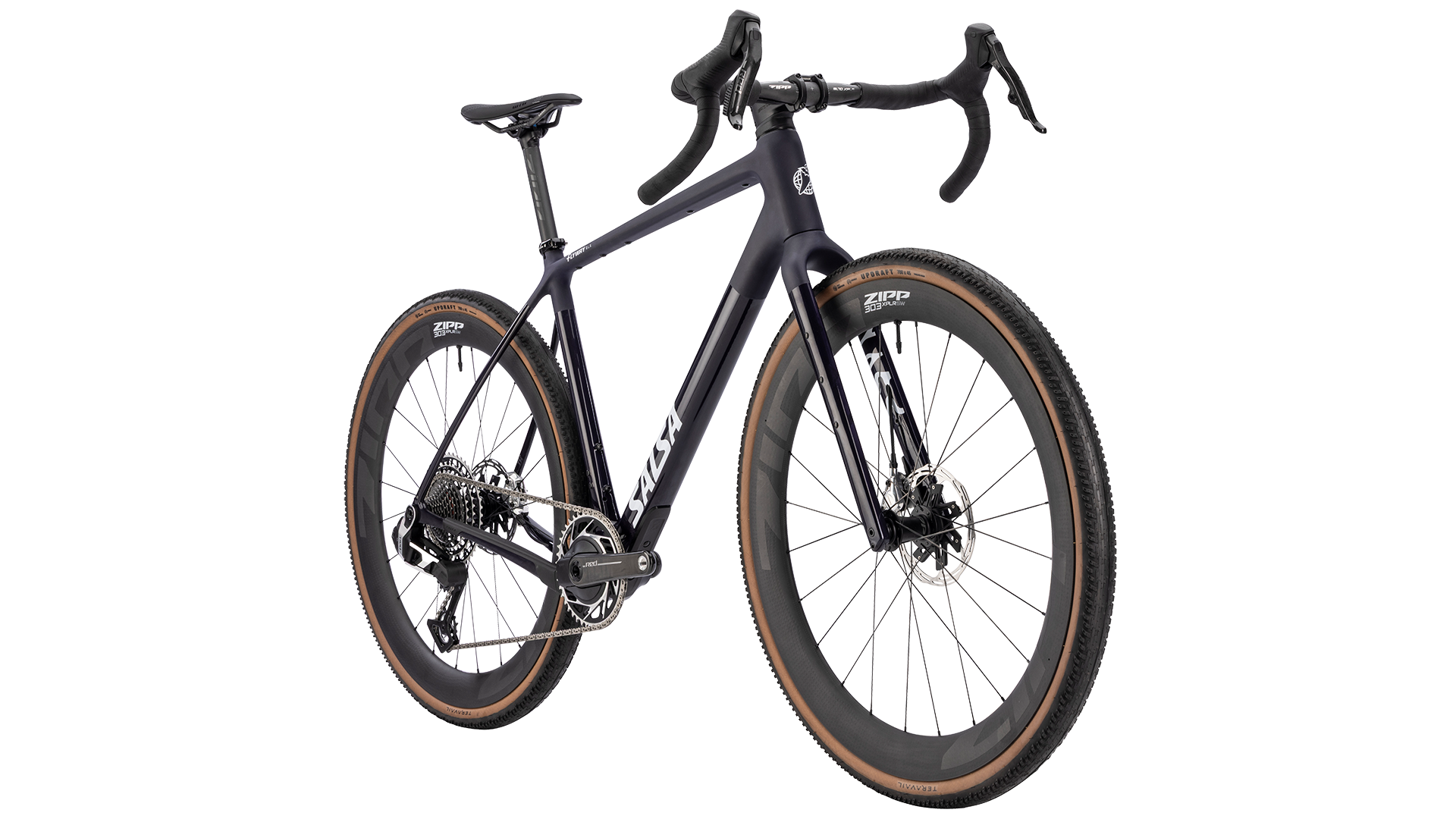 Salsa Flyway RED XPLR AXS gravel bike - Midnight - Front three quarter view