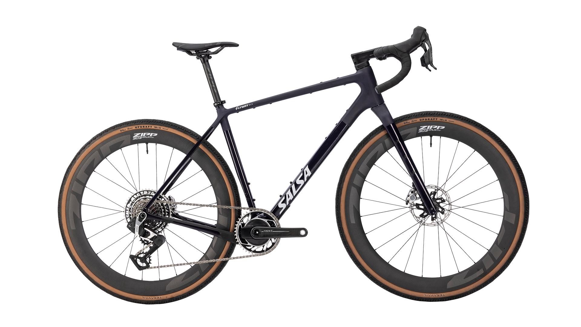 Salsa Flyway RED XPLR AXS gravel bike - Midnight - Side profile view