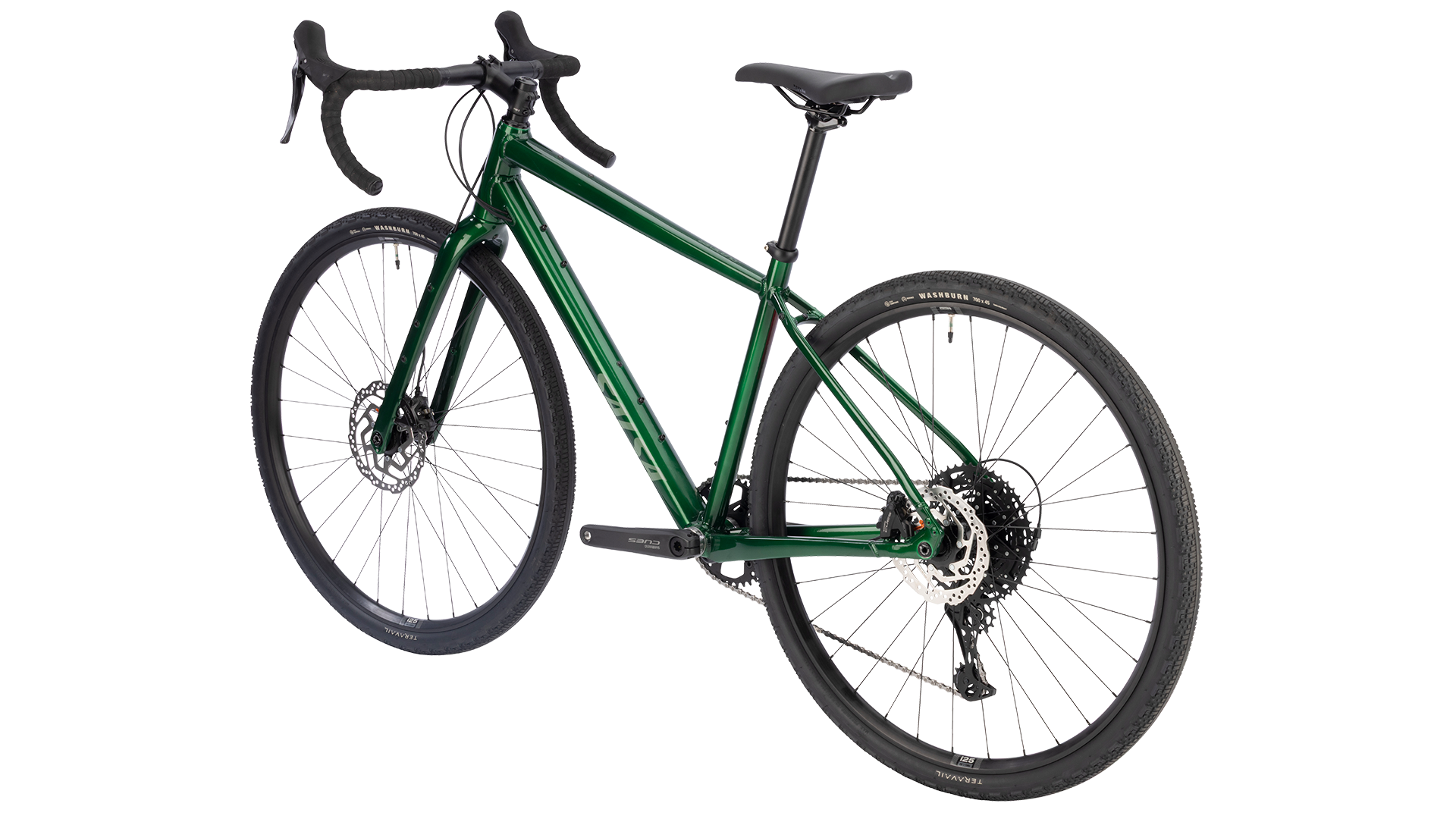 Salsa Journeyer CUES 10 Gravel Bike - Peat Moss - Rear three quarter view