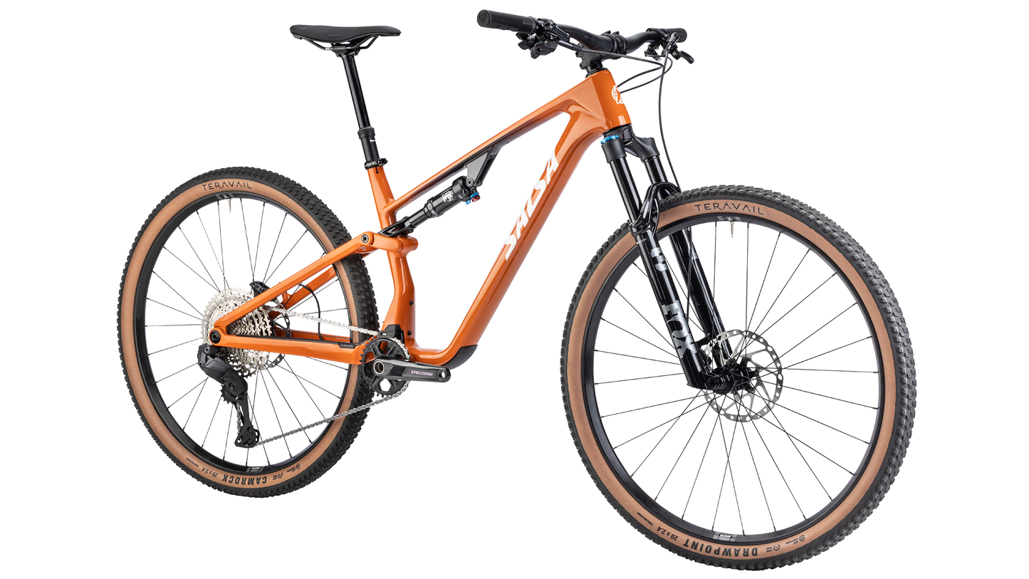 Salsa Spearfish Carbon MTB - Amber - front three quarter view