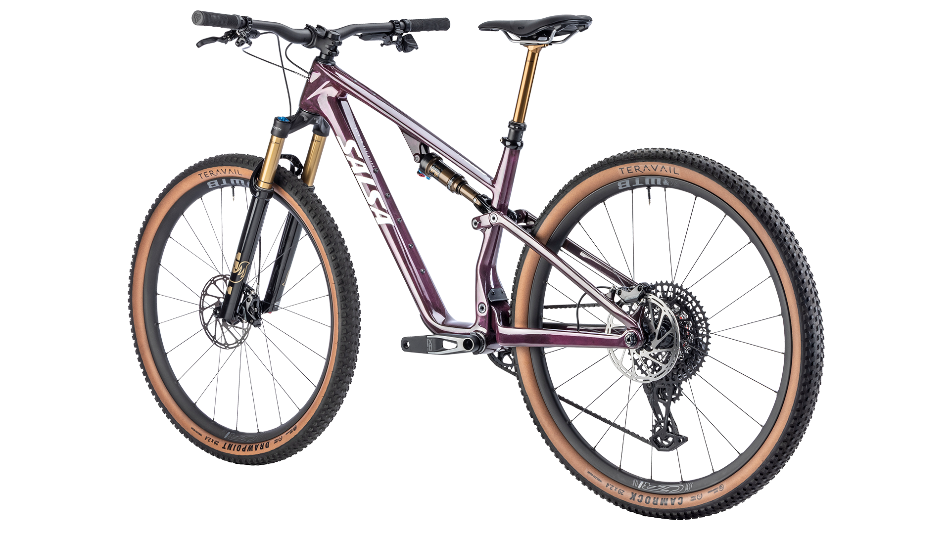 Salsa Spearfish DLX MTB - Deep Orchid - Rear three quarter view