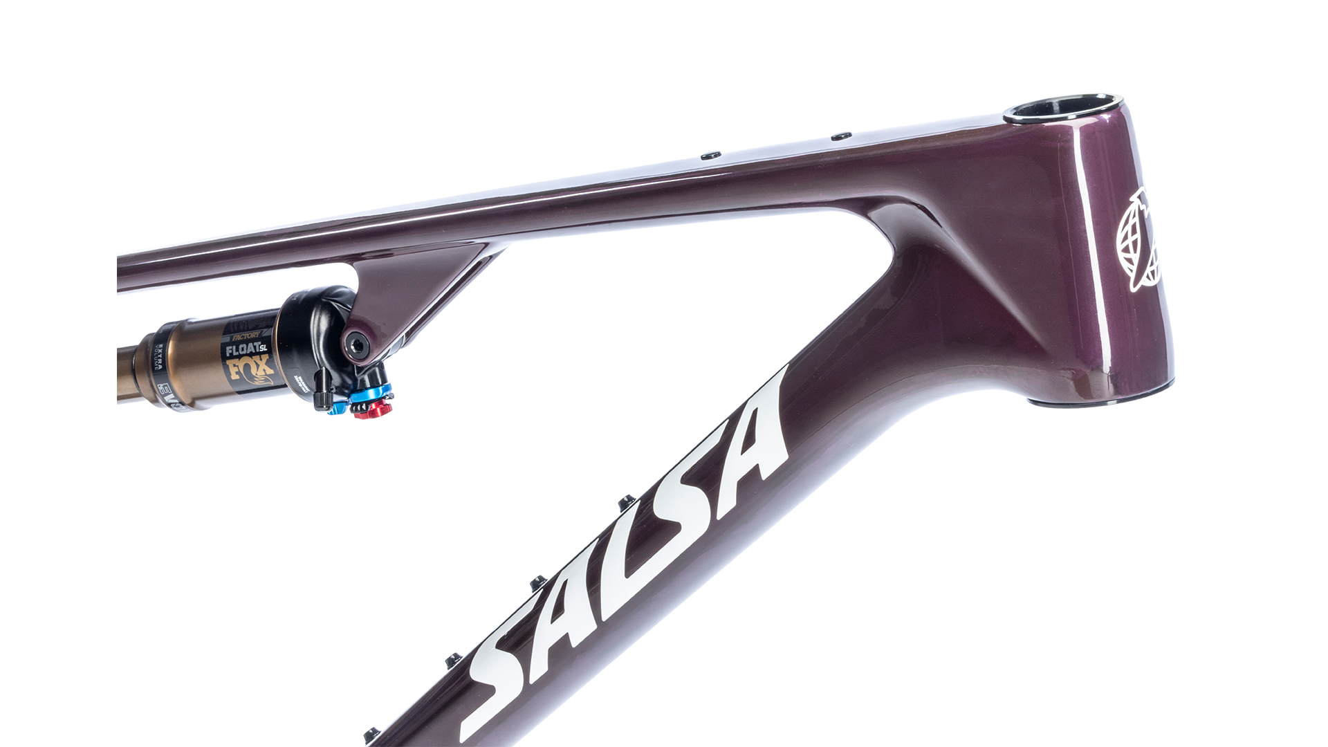 Salsa Spearfish DLX Sus MTB Frame - Deep Orchid Carbon - Head tube View