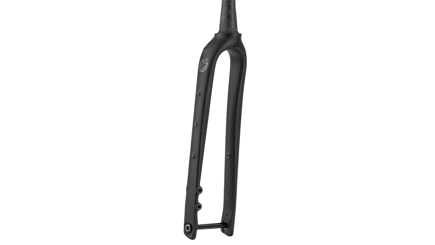 Salsa Waxwing Carbon Fork - Matte Black - Side view with three pack mounts